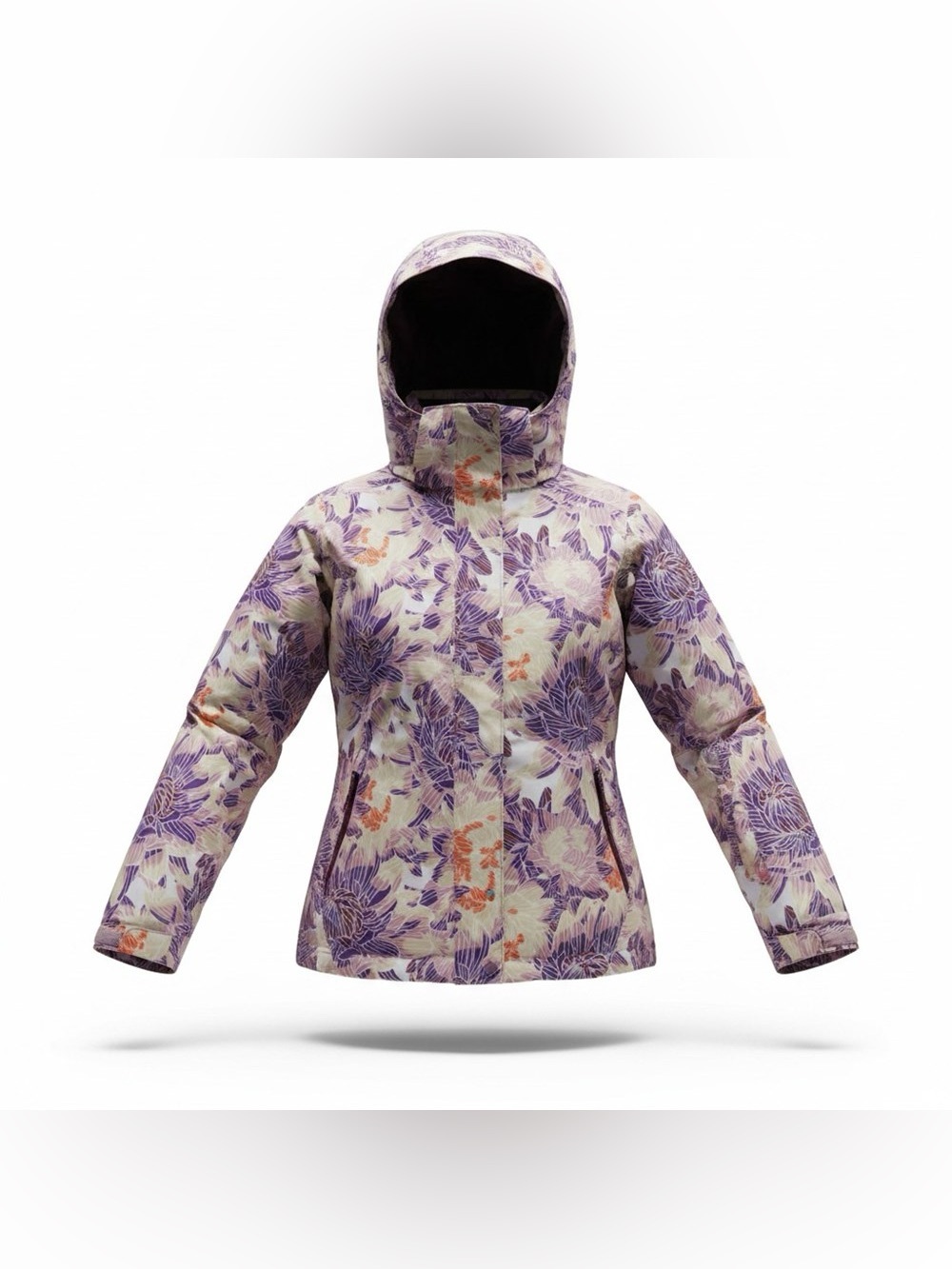 Roxy Floral Purple & Cream Ski Snow Jacket size 14 XL